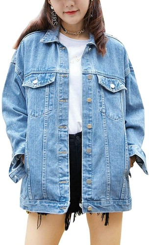 Long Denim Jacket Jean Biker Coat | eBay
