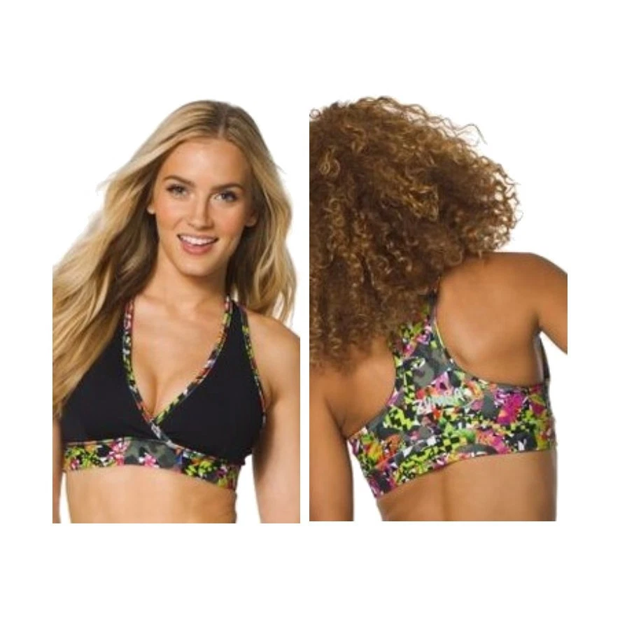 ZUMBA ¡¡JUEGO DE 2 piezas!! Sujetador reversible puré + camiseta sin mangas Burnout con logotipo plateado ¡RARO!! Foto 2 de 2