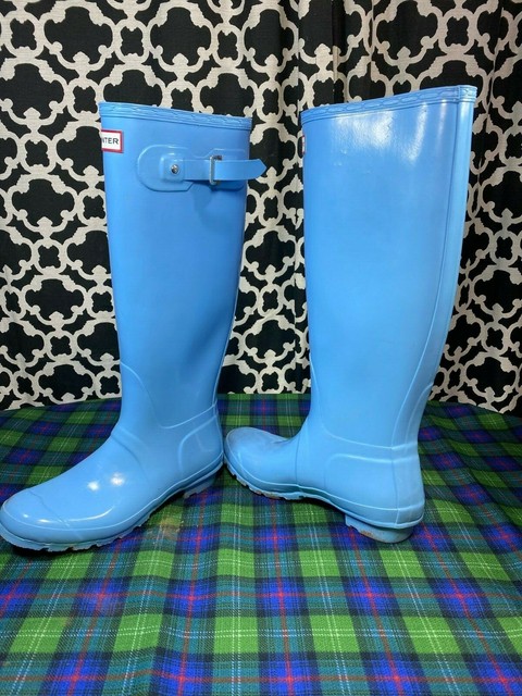 light blue hunter rain boots