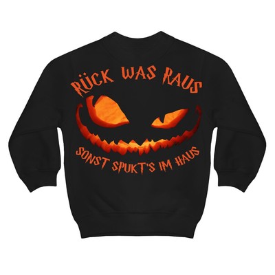 Kinder Pullover Halloween Kürbis Rück was raus sonst spukts im Haus 98 - 164 