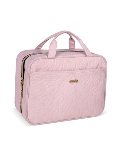 Women's Large Pink Hanging Travel Toiletry Bag with Makeup Organizer-image