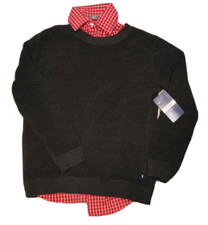 NWT Izod Boys Ribbed Sweater Red Check Button-Up Shirt Set 14/16