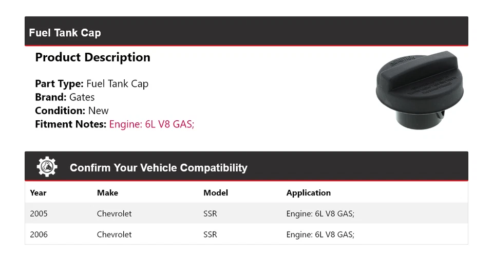 Puertas tapa tanque combustible para Chevrolet SSR 2005-2006 6L V8 gasolina Foto 2 de 4