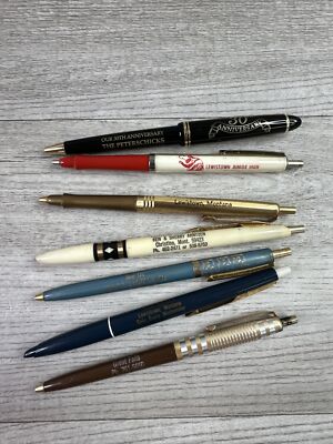 Lot of 7 Vintage Montana Business Advertising Click Pens Collectible Non-Working
