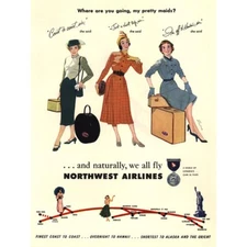 Travel Airlines Ladies Luggage 1950S 12X16 Inch Framed Art Print
