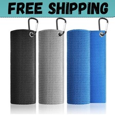 3 Pack Golf Towel for Golf Bags with Carabiner Clip Microfiber Golf Gear Rag
