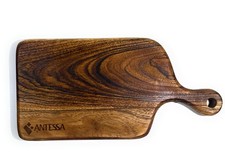 Acacia Wood Cutting Board with Handle   Beeswax Treated, Poolside Citrus Snac...