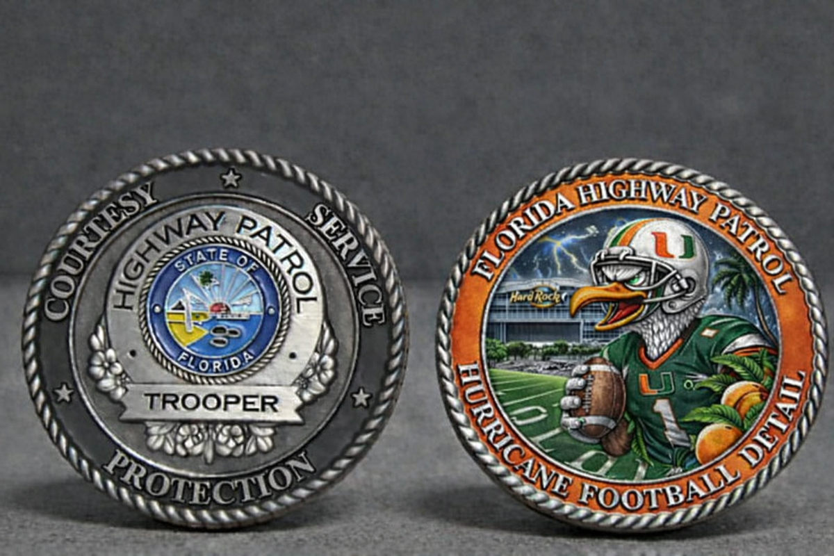 2026 FHP Troop E Miami Hurricanes Football Detail Challenge Coin