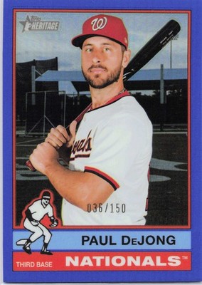 Paul DeJong 2025 Topps Heritage #663 Chrome Blue Refractor #/150