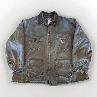 VTG Carhartt Jacket Chore Barn Coat Blanket Lined Mens 2XL Brown USA Made C02CHT