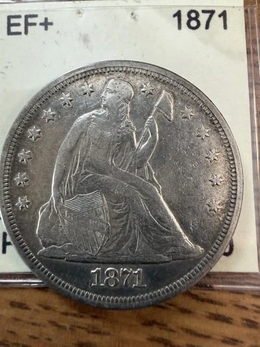 1871 Seated Liberty Silver Dollar EF+