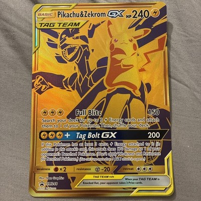 ウォーグル ポケモンカード グレード10 Gemix Gold Pikachu & Zekrom GX SM248 Jumbo Gold Tag Team Pokémon Promo Card