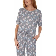 Disney Minnie Mouse Women's 2-piece Capri  Crewneck Top Pajamas Set Gray Size S