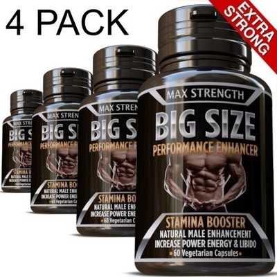 4 PACK Max Male Energy Boost Muscle Size Stamina Support Supplement Stack Pills
