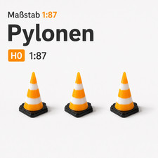 H0 Leitkegel Pylonen Set Verkehrskegel 1:87 M...