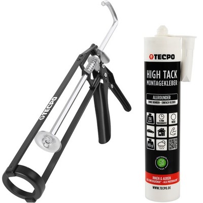 TECPO MONTAGEKLEBER HIGH TACK 455G WEIß MS-POLYMER BAUKLEBER + KARTUSCHENPRESSE
