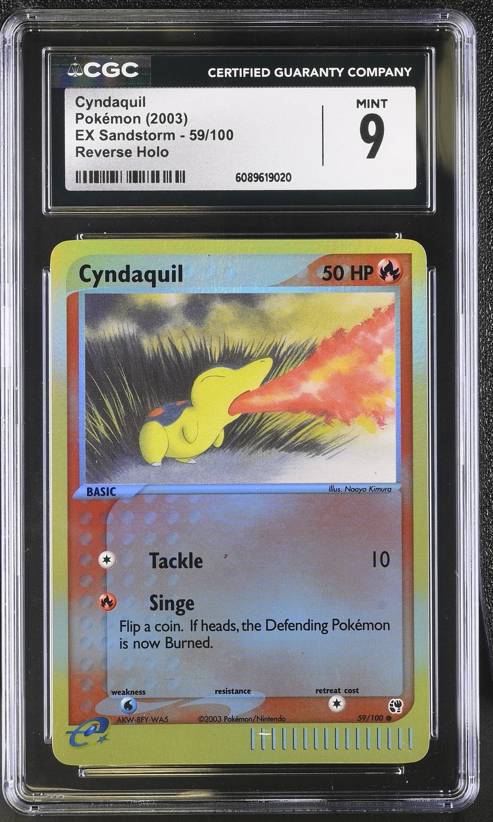 CGC 9 MINT Cyndaquil 2003 EX Sandstorm 59/100 Reverse Holo Pokemon Card
