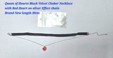 Królowa Serc Czarny Naszyjnik Choker Naszyjnik Zwisający z czerwonym sercem