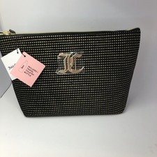 JUICY COUTURE BEAUTY BAG COSMETIC TRAVEL MAKE UP GOLD BLACK PYRAMID NEW WOMEN'S