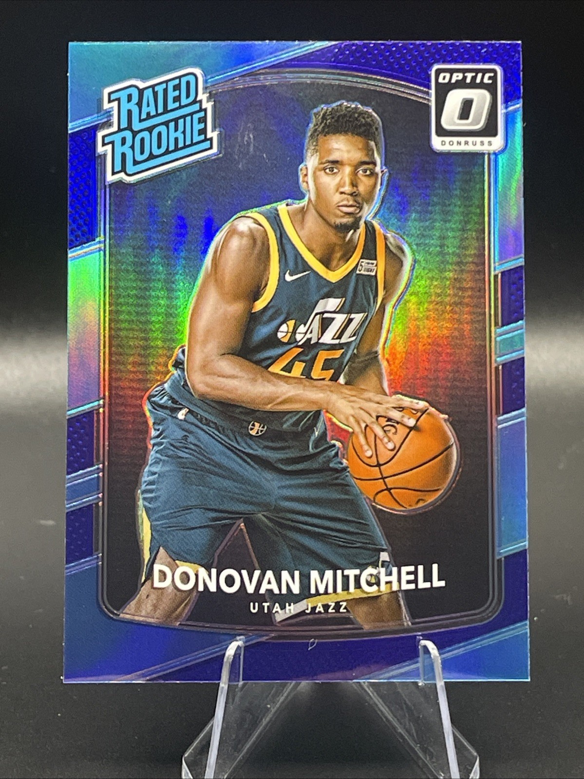 Donovan Mitchell 2017-18 Optic Purple Prizm Rated Rookie RC SP #188