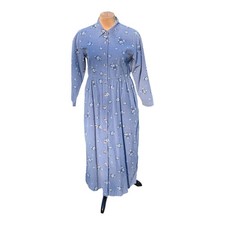 L.L.Bean Corduroy 4P Prairie Modest Floral Cottage Core Button up Dress Vintage