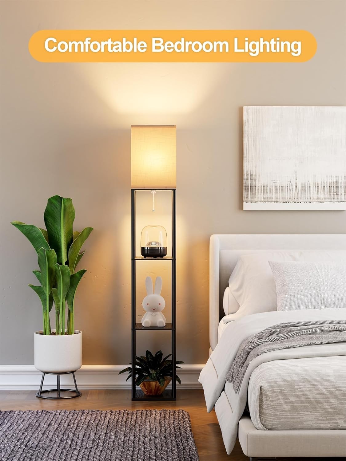 Modern Shelf Floor Lamp with 3 CCT LED Bulb for Living Room-image