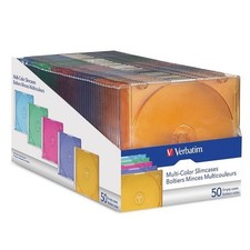 Verbatim Slim CD and DVD Storage Cases Assorted 94178 Multi-Color 50 Count ONM