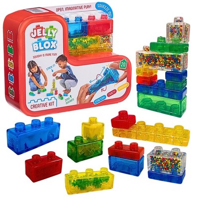 Jelly Blox Creative Kit 20 Soft Multicolor Building Blocks for Kids Safe Fun