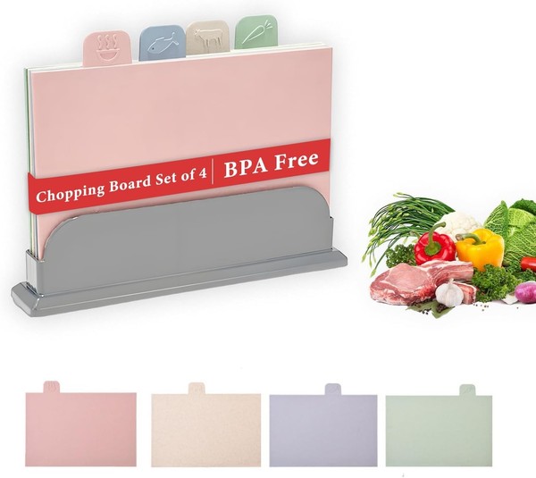 Schneidebrett-Set 4-Teilig Kunststoff KüChenbrett FüR Lebensmittel Zubereitung-image