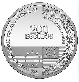 Cap-Vert, 200 CVE, 2019, 200 ans d'amitié Cap-Vert et États-Unis, Silver Proof - Bild 3 von 5