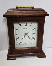 Seiko Wooden Mantel Clock For Desk Or Table Quartz Model QXG337BLH Made In Japan