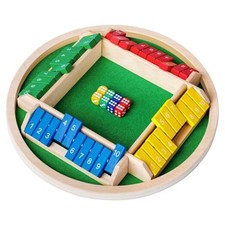 Shut The Box Dice Game,2-4 Player Family Wooden Board Table Math Multicolor