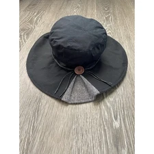 Sun N Sand Wide Brim Packable Sun Hat Black Gray Button