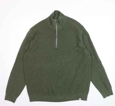 Grüner Herrenpullover mit 1/2-Reißverschluss Größe XL von Marks and Spencer