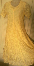 Vintage 90s STARINA Romantic Yellow GRUNGE BoHo Lace TWIST Maxi Dress Sz M