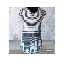 SheIn Cap Sleeves Striped Dress Shirt V Neck Size Small