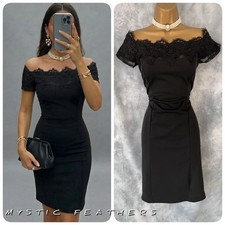 Amy Childs GIGI Black Dress Size 14 Party Evening Cocktail Lace Off the Shoulder