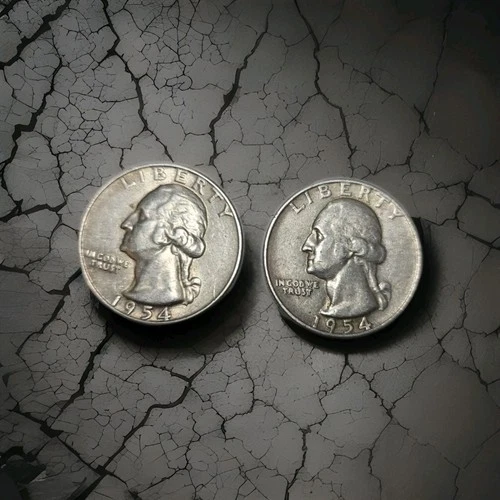 2 - 1954 D & P Washington Quarters VG Very Good Silver 25c Coin