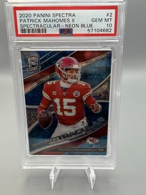 2020 Panini Spectra PATRICK MAHOMES II Spectacular-Neon Blue /50 #2 PSA 10