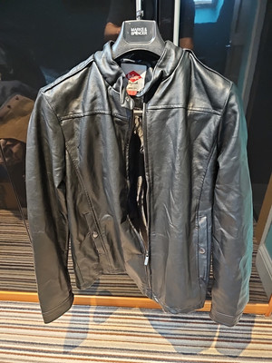 Lee Cooper 1908 Faux Leather Black Jacket Large Biker Style