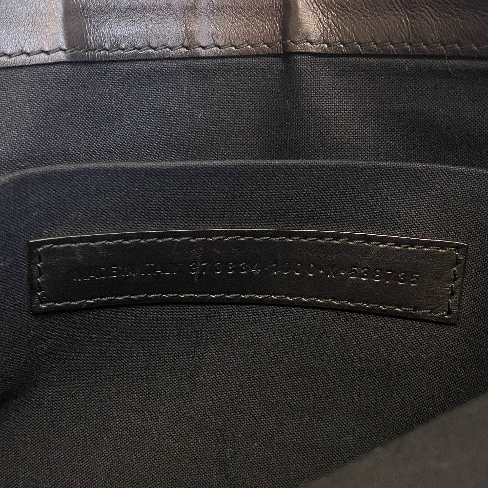 BALENCIAGA 373834 leather Navy clip M Clutch bag black leather mens thumbnail 8