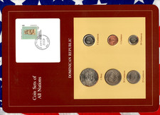 Coin Sets of All Nations Dominican UNC 1 Peso  50,25,10,5,1 Centavos 1984