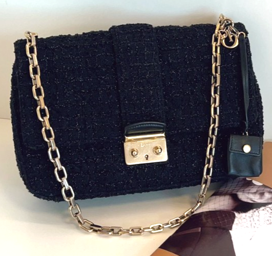 Christian Dior Addict Gold thread woolen fabric Shoulder bag Crossbody
