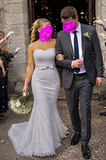 Ivory Lace Strapless Mermaid/Trumpet Wedding Dress UK 12 Beaded Detail