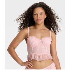 Women's Ruffle Lace Corset - Wild Fable Clay Pink small