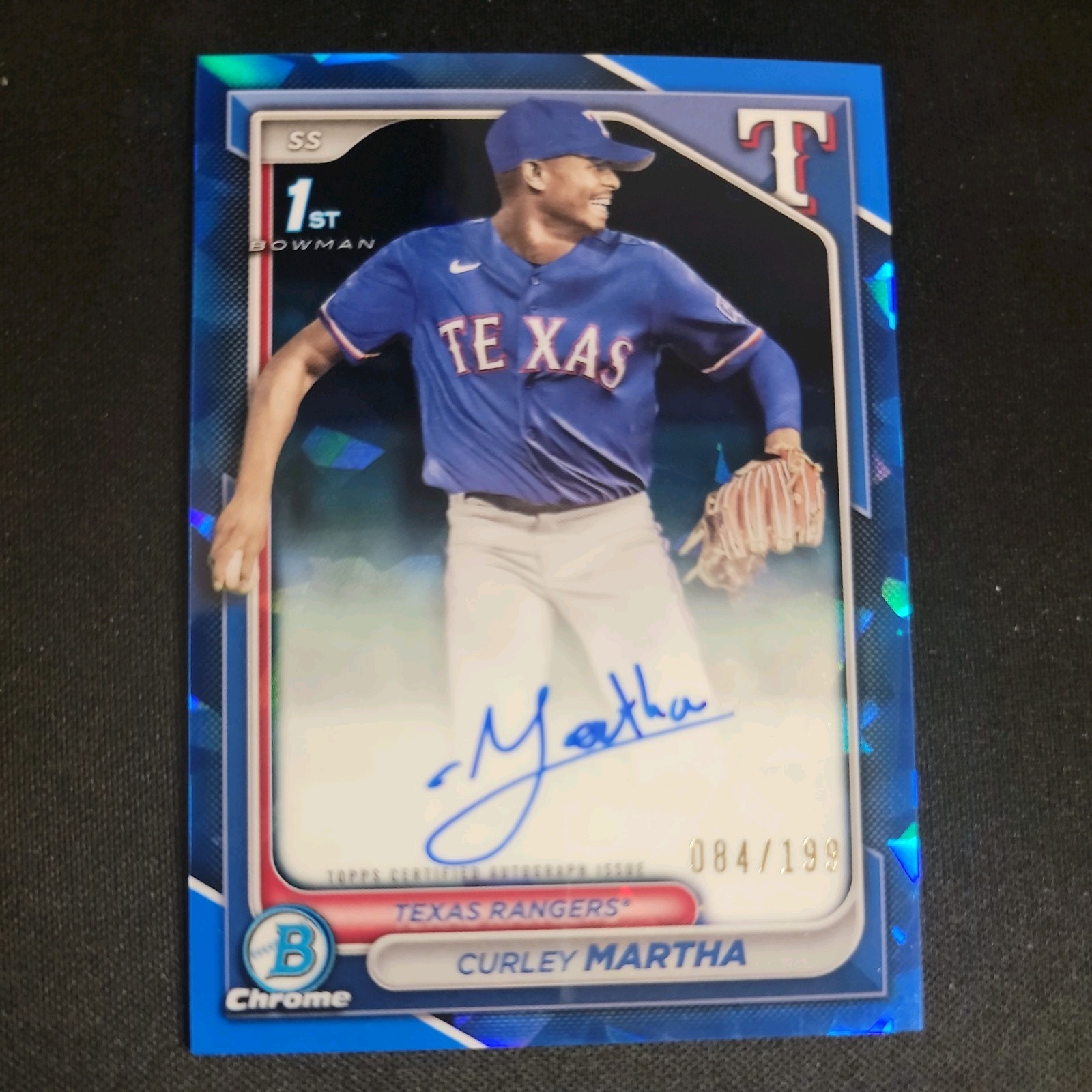 2024 Bowman 1st Chrome SAPPHIRE REFRACTOR AUTO/199 Curley Martha Texas #CSPA-CM