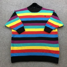 VINTAGE Venezia Sportswear Sweater Womens One Size Rainbow Stripe Mock Neck 90s