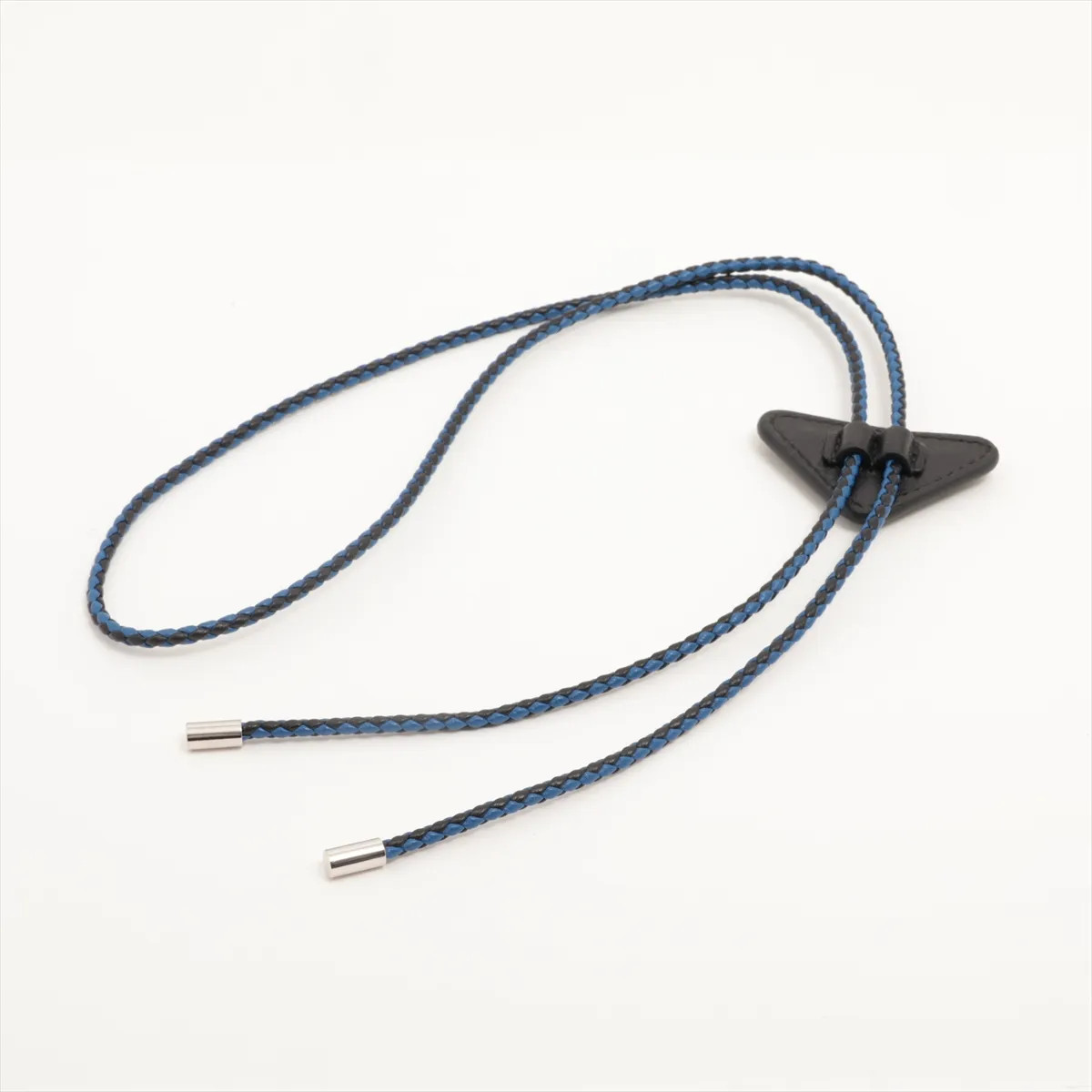 Prada Triangle logo Bolo tie Leather Black x blue thumbnail 2