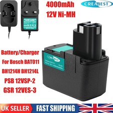 Batteria/Caricabatterie 12V 4000mAh Ni-MH per Bosch BAT011 BH1214H GSB GSR PSR 12VES-2