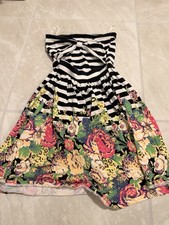 Kimchi Blue Urban Outfitters Sz S Strapless Mini Dress Black Stripes Floral